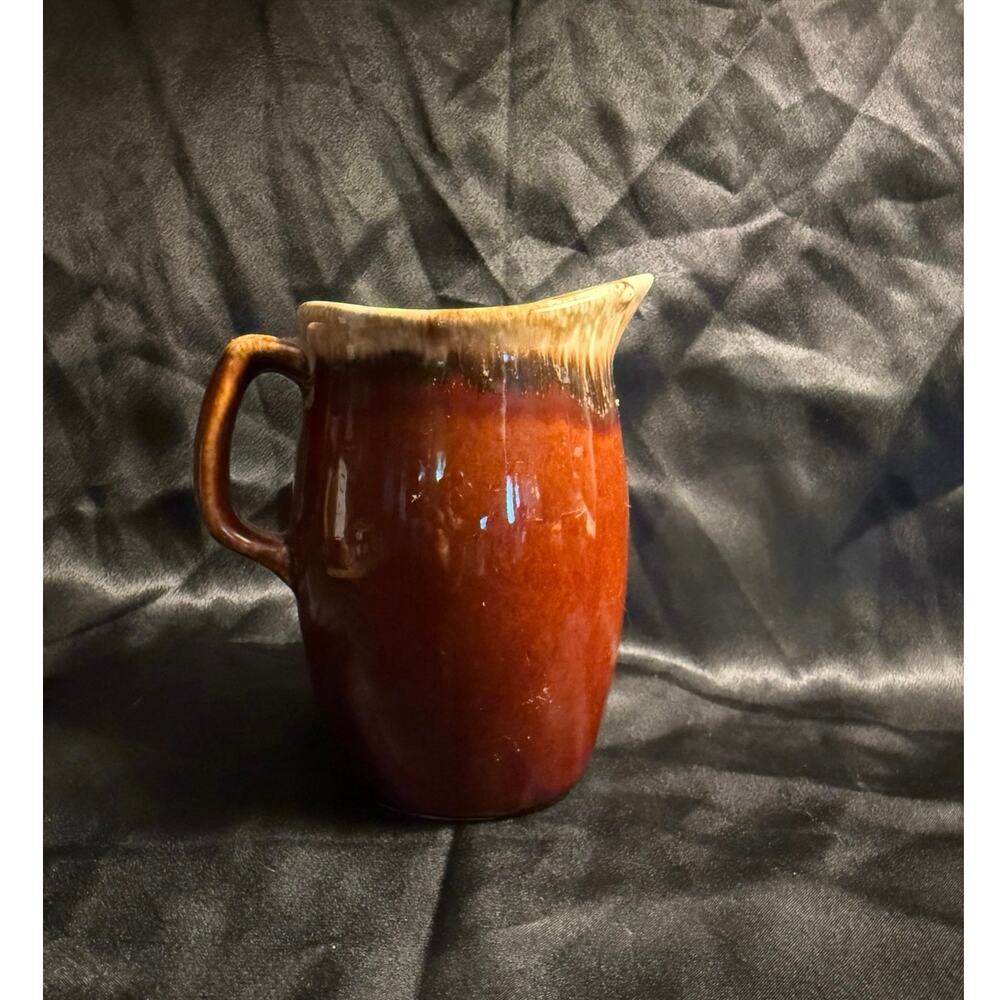 Vintage Hull Brown Drip Glaze Pottery Creamer 4.5" Tea Coffee